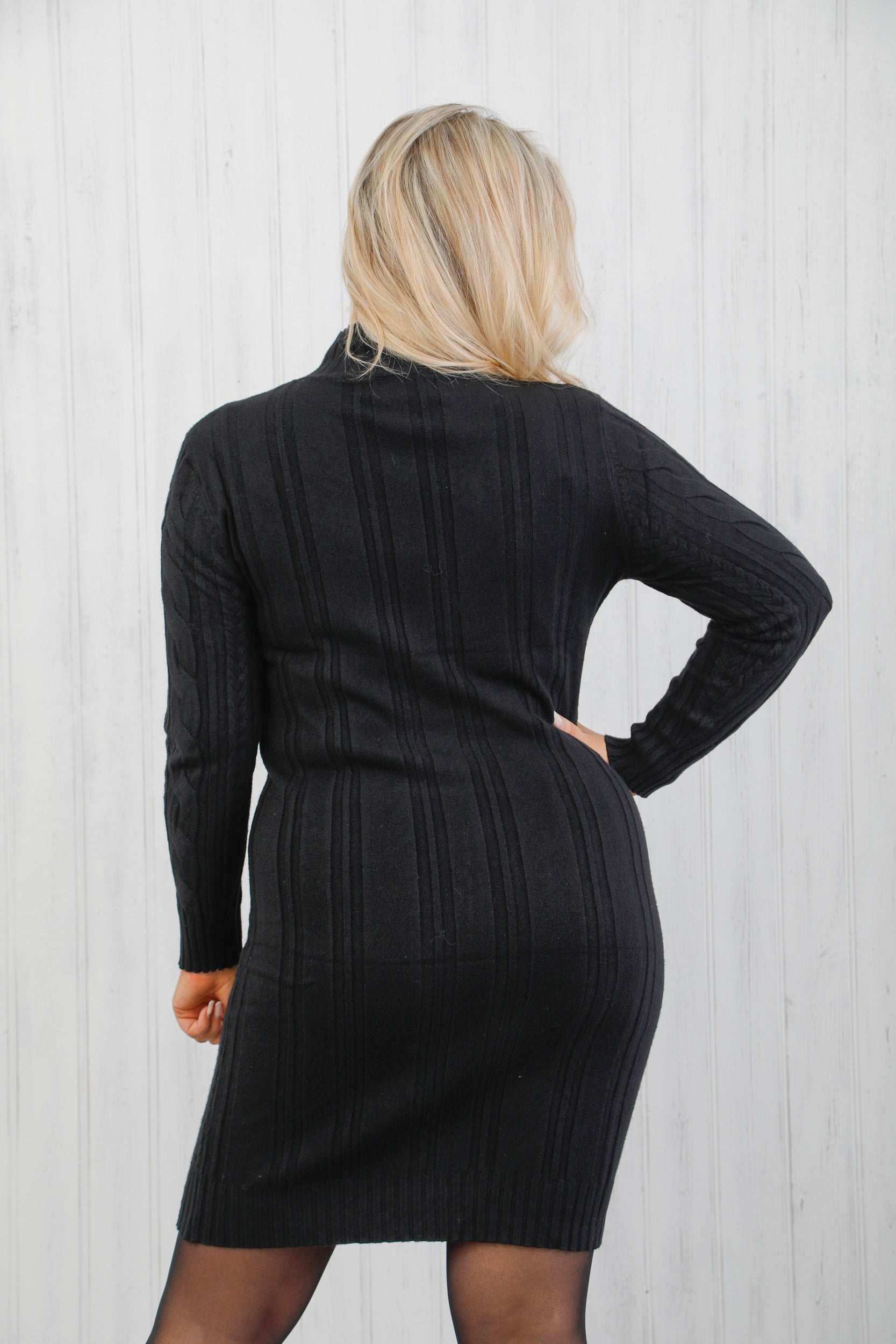 Cable Knit Dress Black