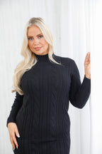 Cable Knit Dress Black
