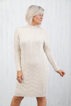 Cable Knit Dress Beige