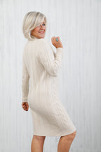 Cable Knit Dress Beige