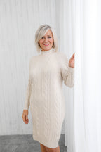 Cable Knit Dress Beige