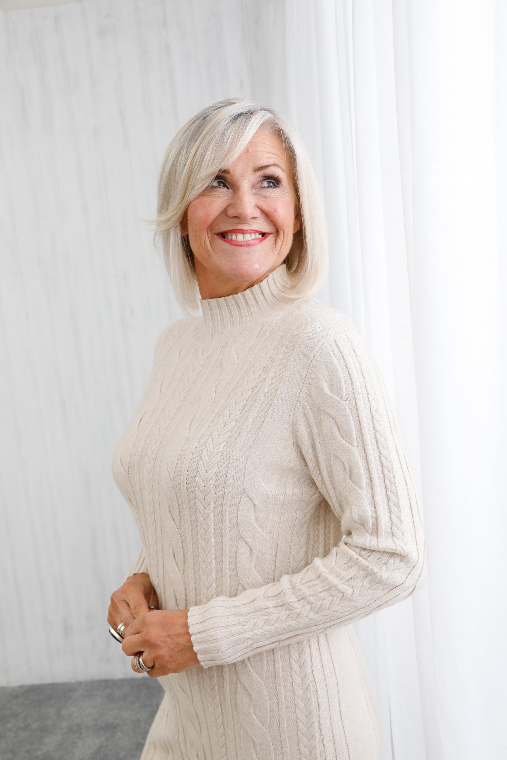 Cable Knit Dress Beige