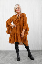 The Evora Ruffle Tunic Rust