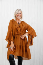The Evora Ruffle Tunic Rust