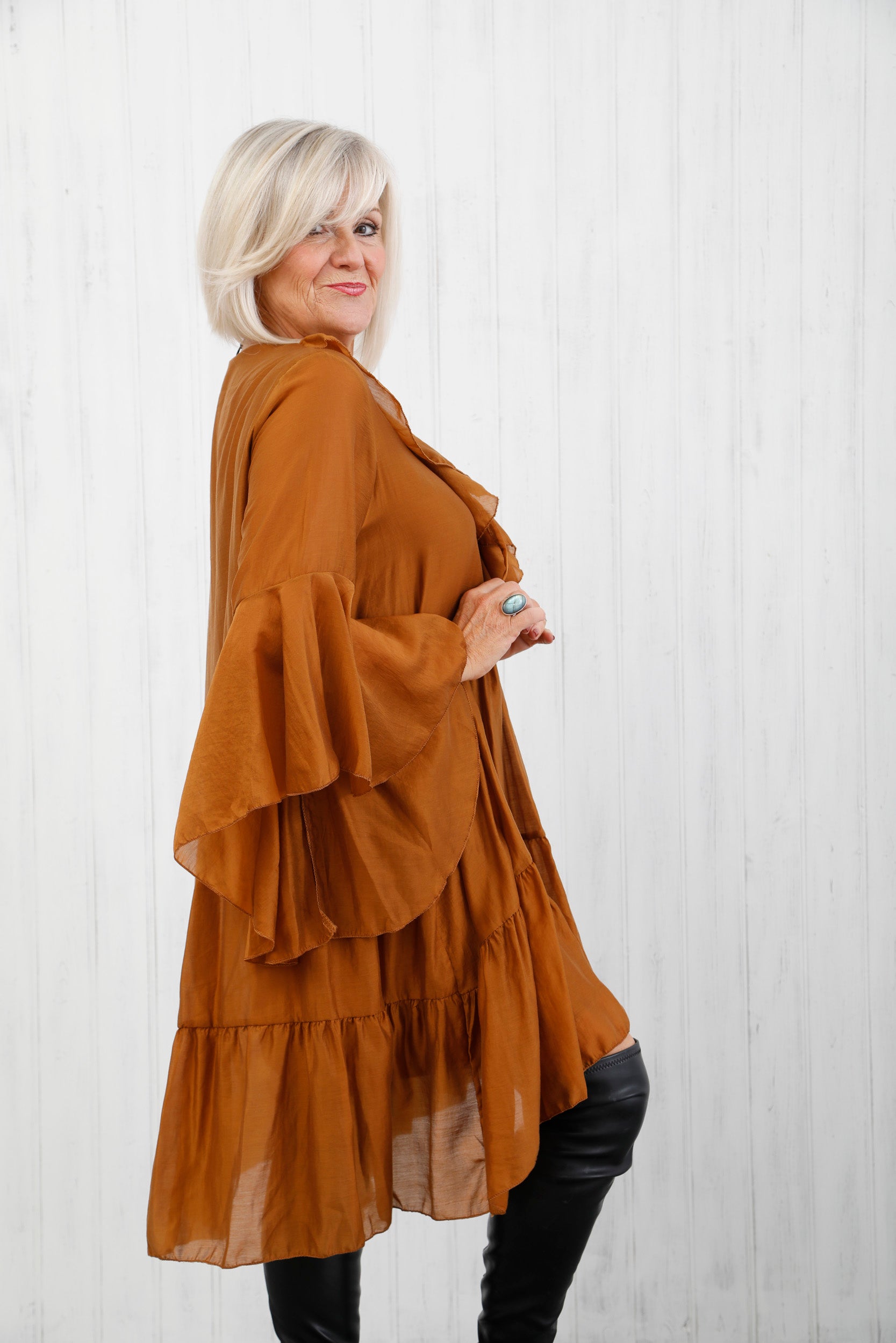 The Evora Ruffle Tunic Rust