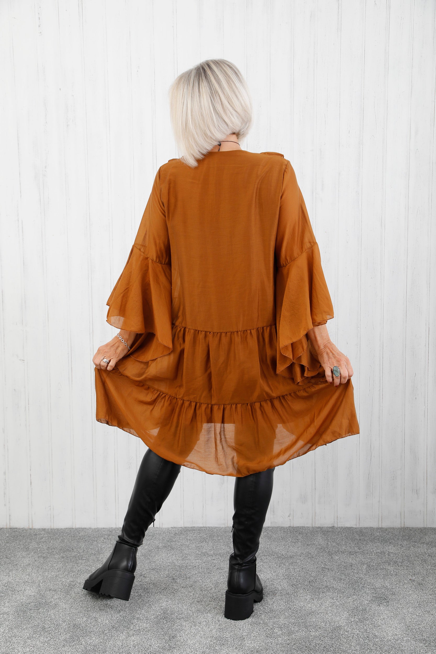 The Evora Ruffle Tunic Rust
