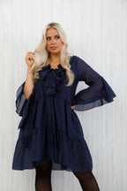 The Evora Ruffle Tunic Navy