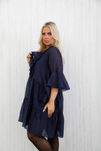 The Evora Ruffle Tunic Navy