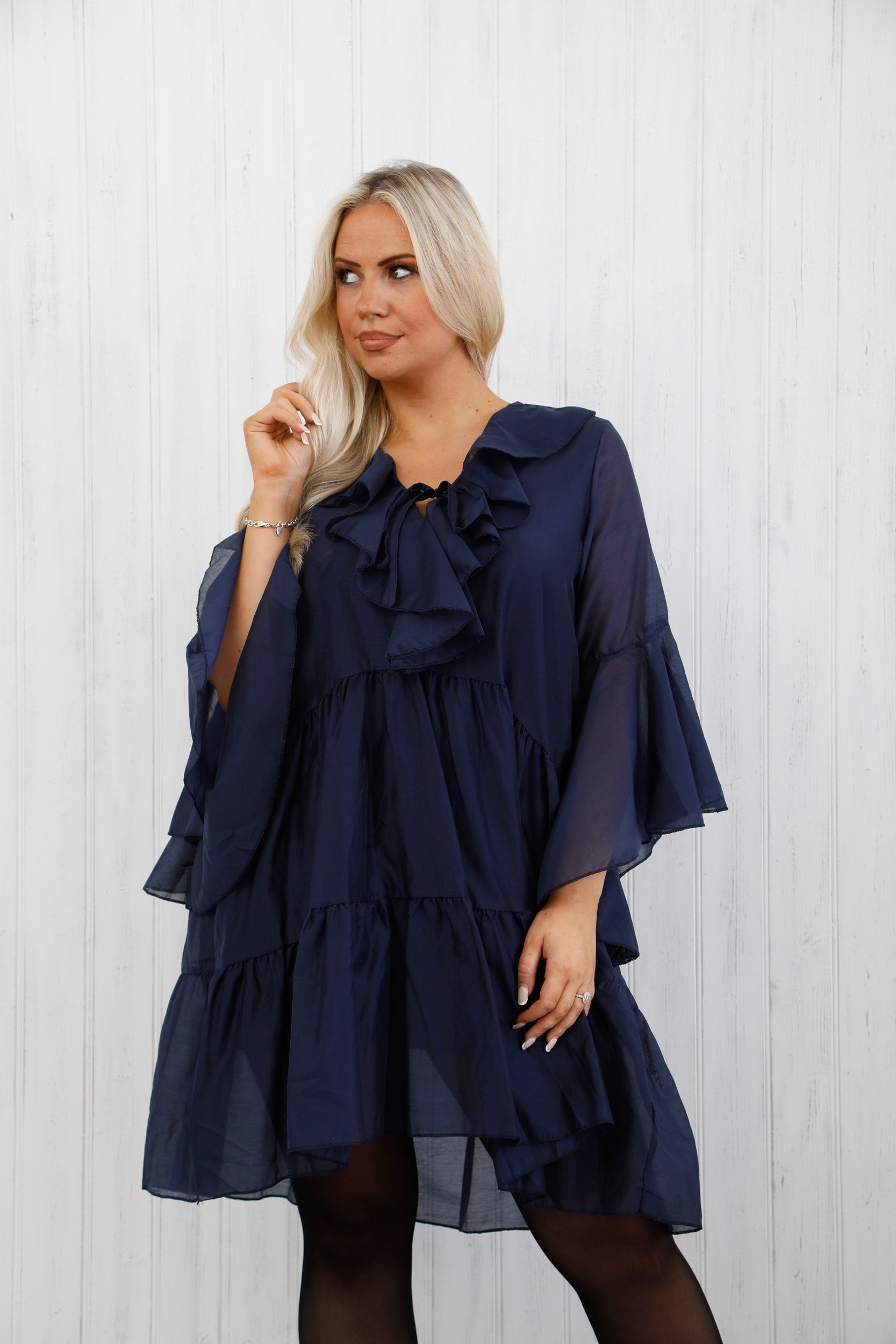 The Evora Ruffle Tunic Navy