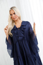 The Evora Ruffle Tunic Navy