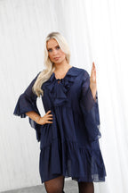 The Evora Ruffle Tunic Navy