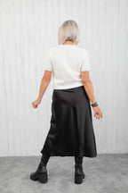 The Icon Satin Skirt Black
