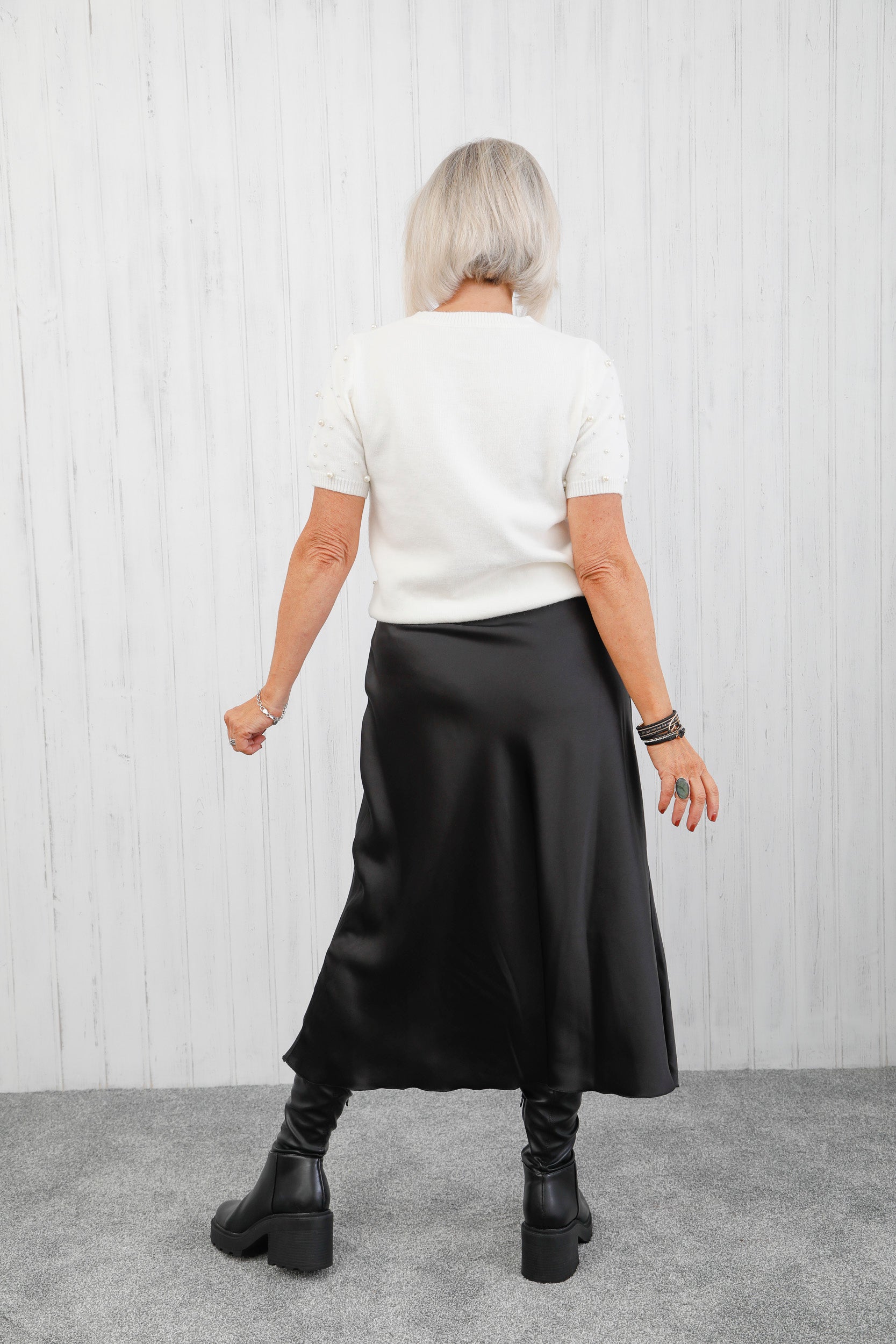 The Icon Satin Skirt Black
