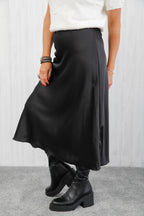 The Icon Satin Skirt Black