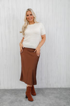 The Icon Satin Skirt Chocolate