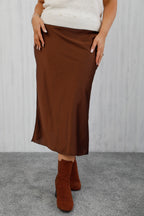 The Icon Satin Skirt Chocolate