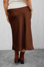 The Icon Satin Skirt Chocolate