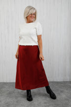 The Icon Satin Skirt Burgundy