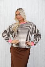 Free Spirit Stripe Top Chocolate