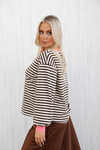 Free Spirit Stripe Top Chocolate