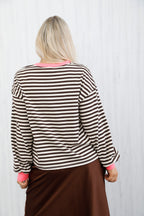 Free Spirit Stripe Top Chocolate
