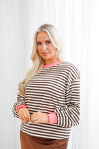Free Spirit Stripe Top Chocolate