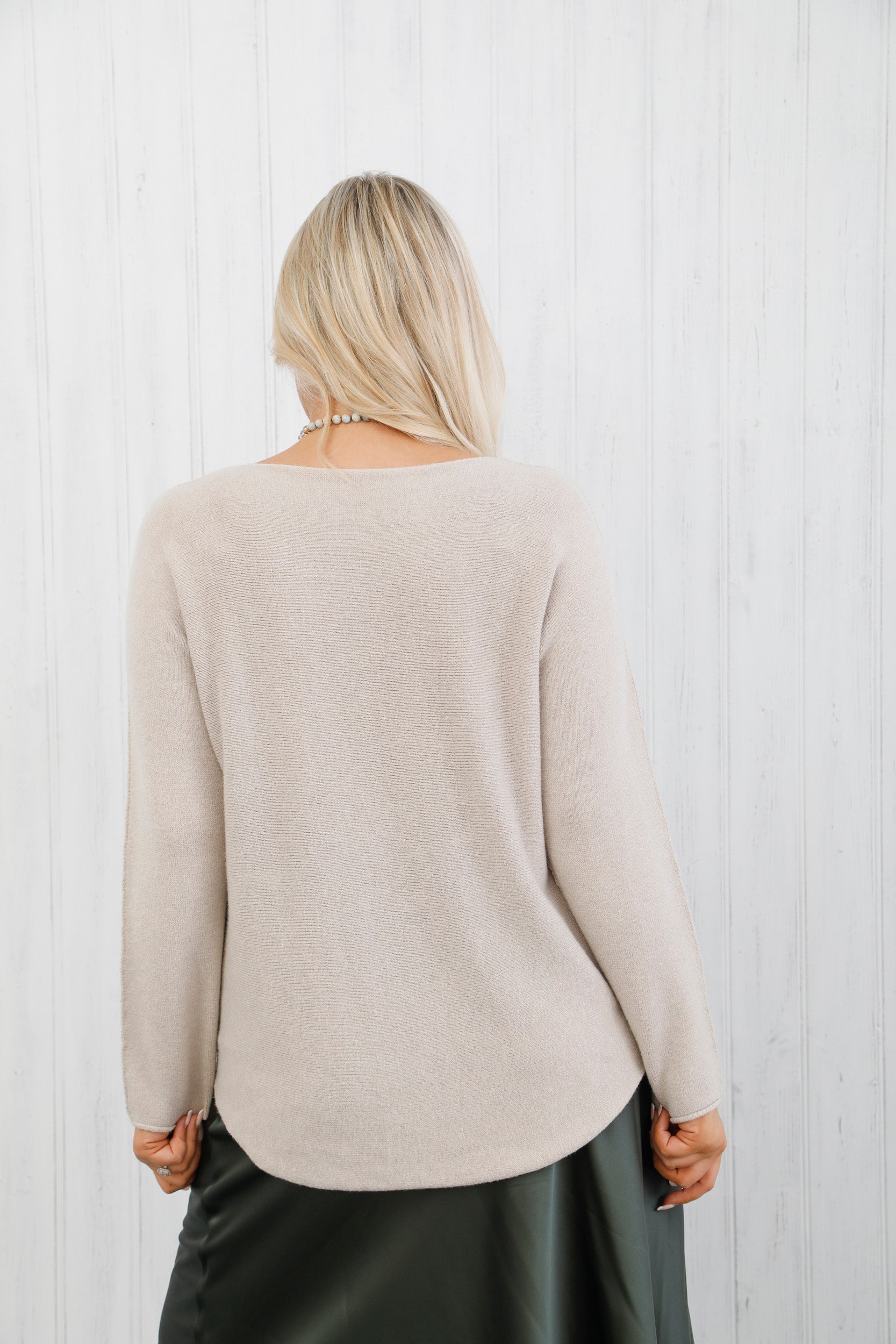The Core Knit V-Neck Jumper Beige