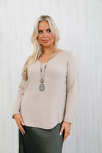 The Core Knit V-Neck Jumper Beige