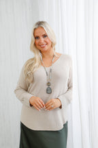The Core Knit V-Neck Jumper Beige