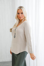 The Core Knit V-Neck Jumper Beige