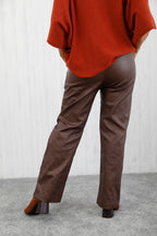 Leather Look Magic Pants Chocolate