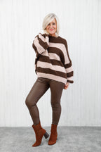 Libra Leather Look Leggings Chocolate