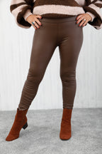 Libra Leather Look Leggings Chocolate