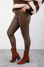 Libra Leather Look Leggings Chocolate