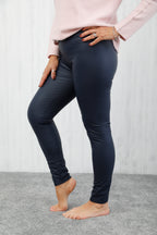 Libra Leather Look Leggings Navy