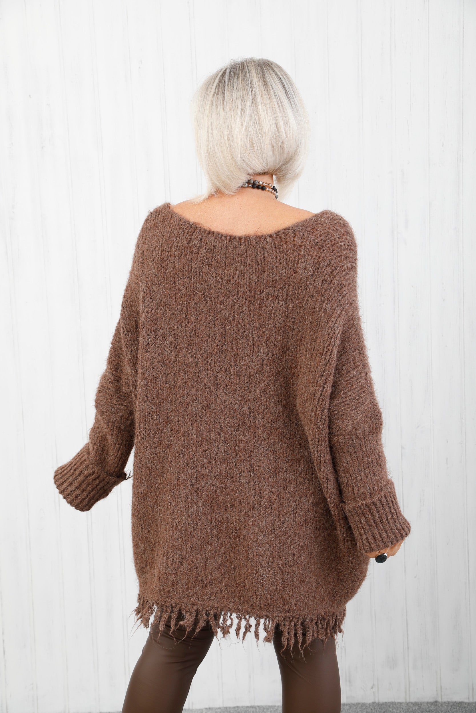 The Virgo Fringe Knit Chocolate