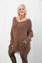 The Virgo Fringe Knit Chocolate