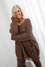 The Virgo Fringe Knit Chocolate