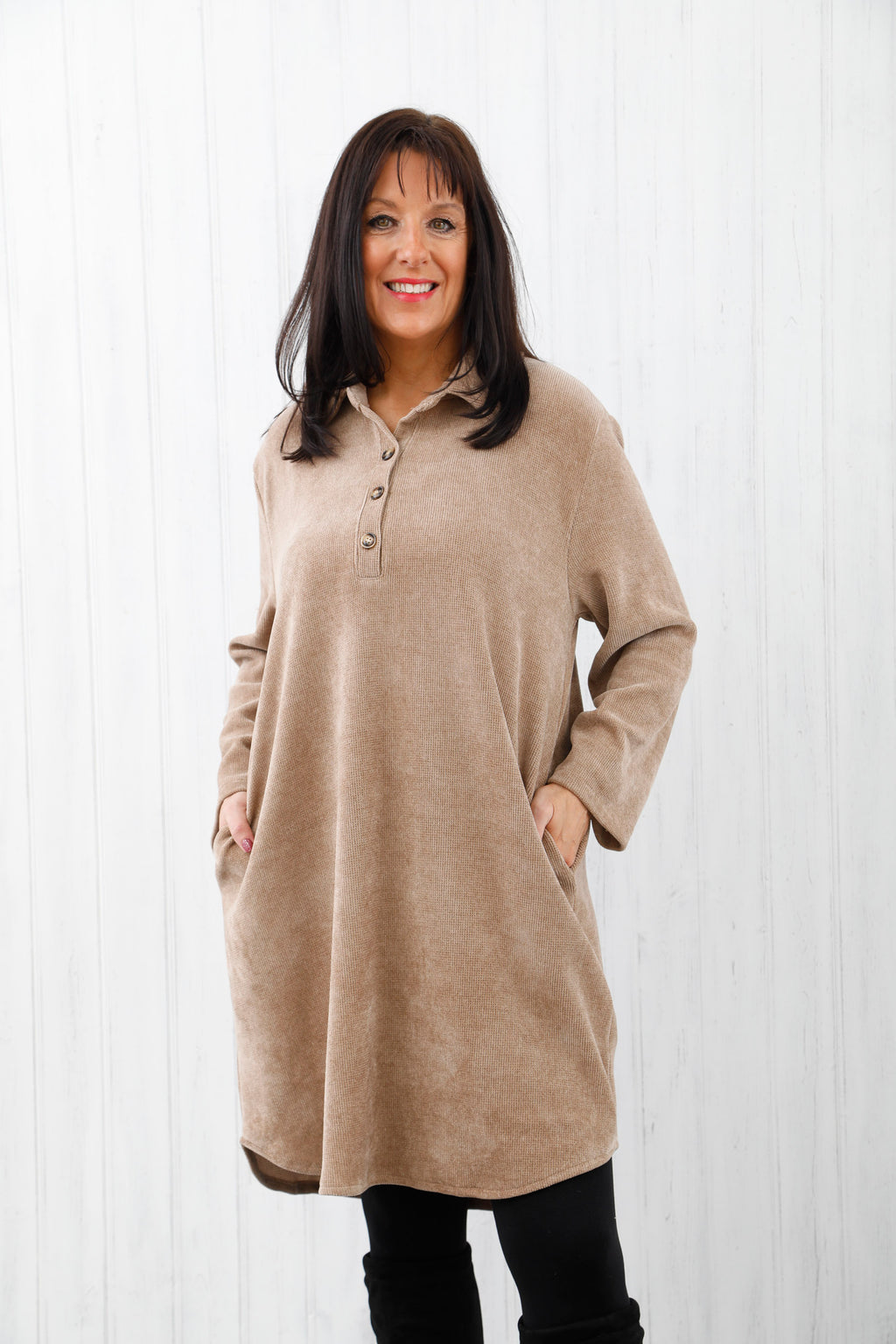 Cara Corduroy Dress Beige