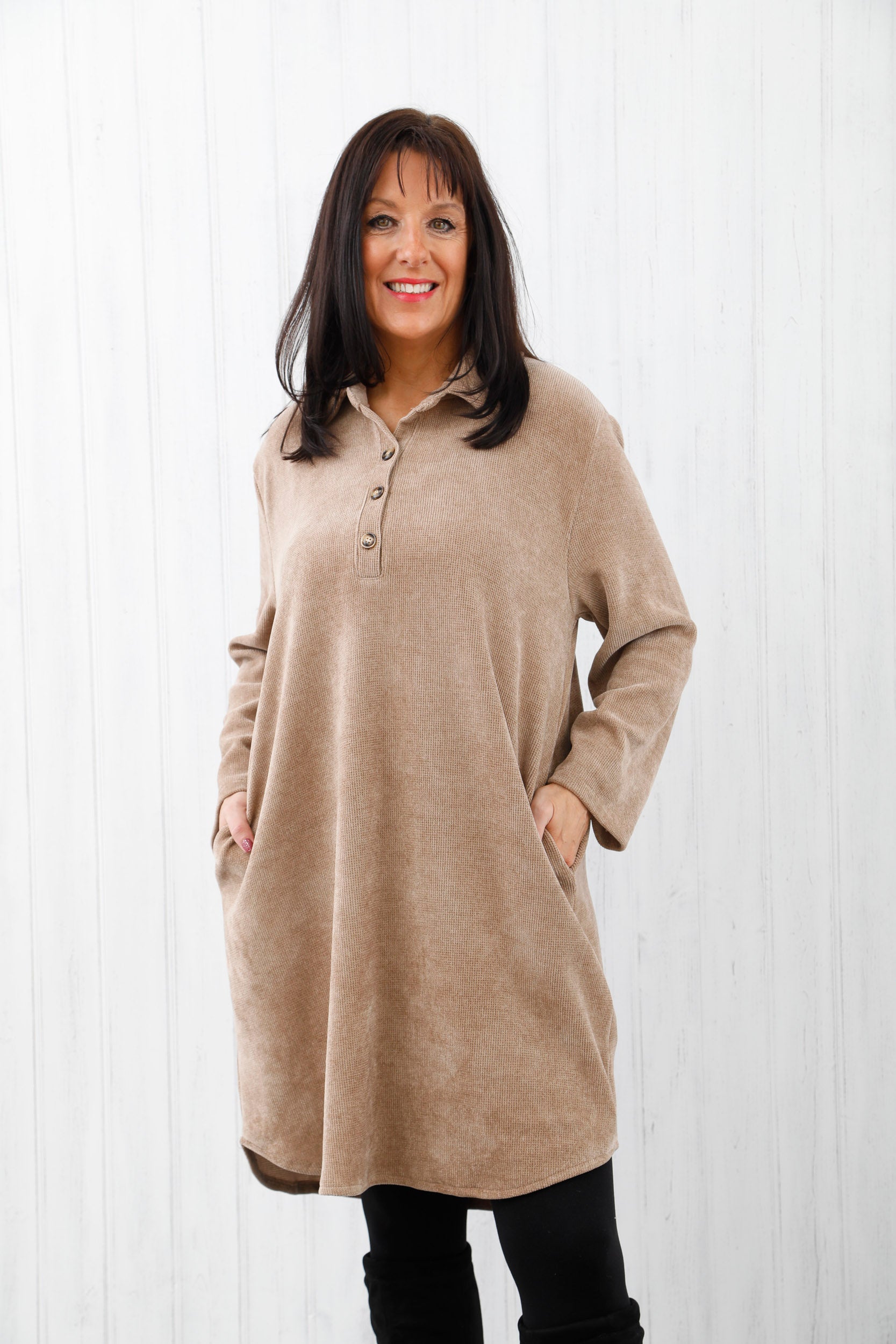 Cara Corduroy Dress Beige
