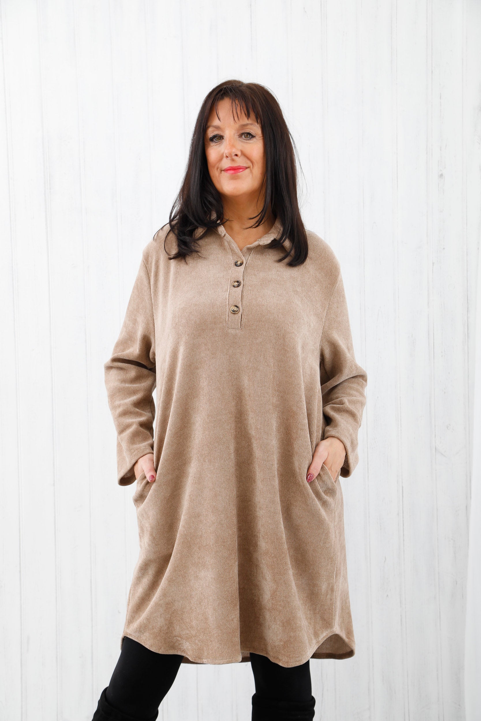Cara Corduroy Dress Beige