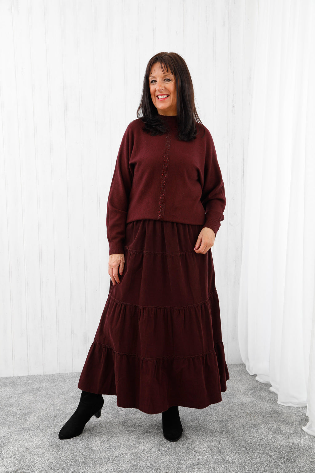Courtney Corduroy skirt Deep Wine