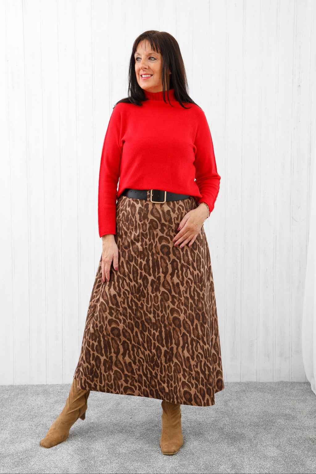 Leopard Suede Skirt