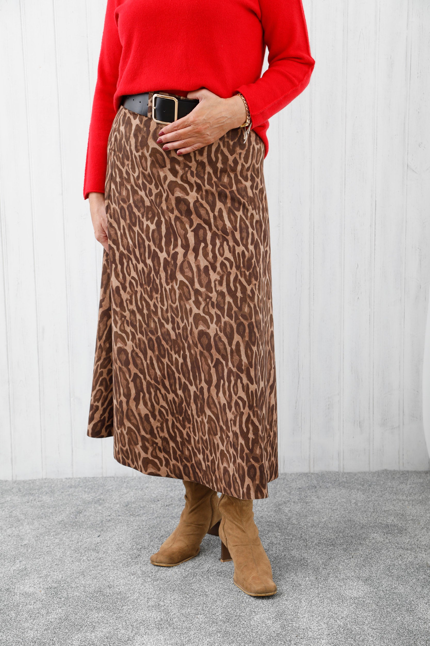 Leopard Suede Skirt