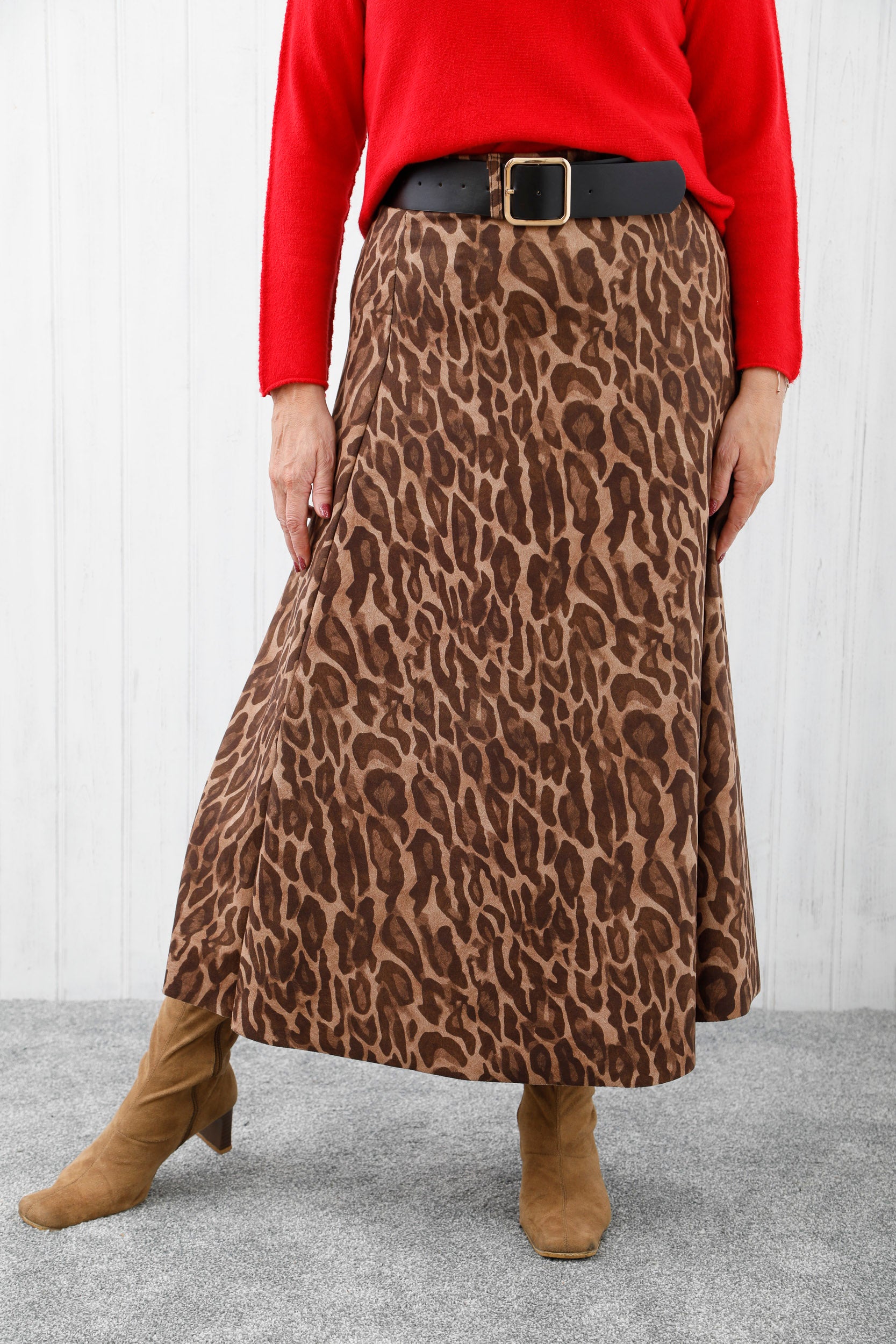 Leopard Suede Skirt