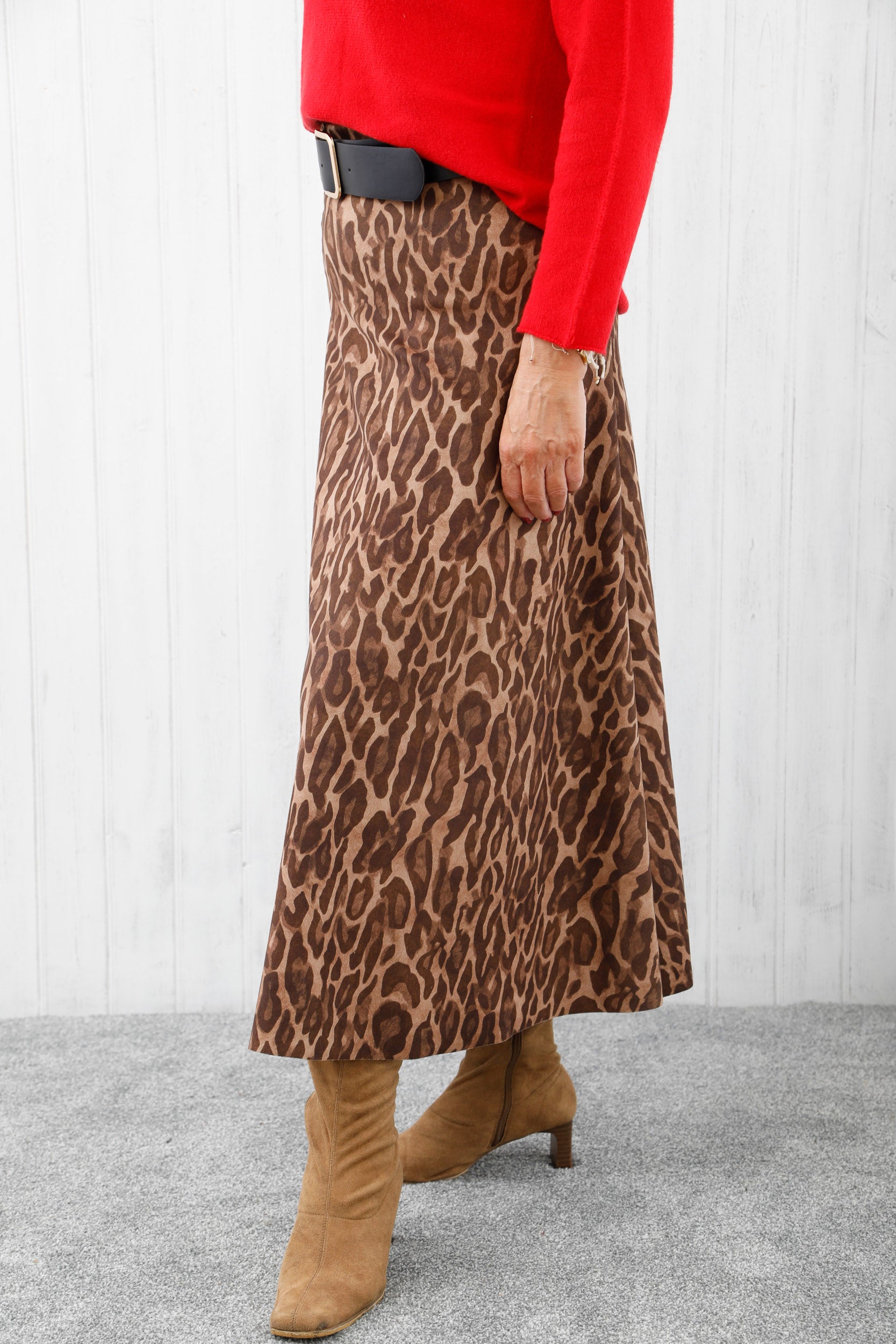 Leopard Suede Skirt