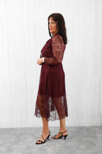 Luxe Lace Dress Wine