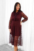 Luxe Lace Dress Wine