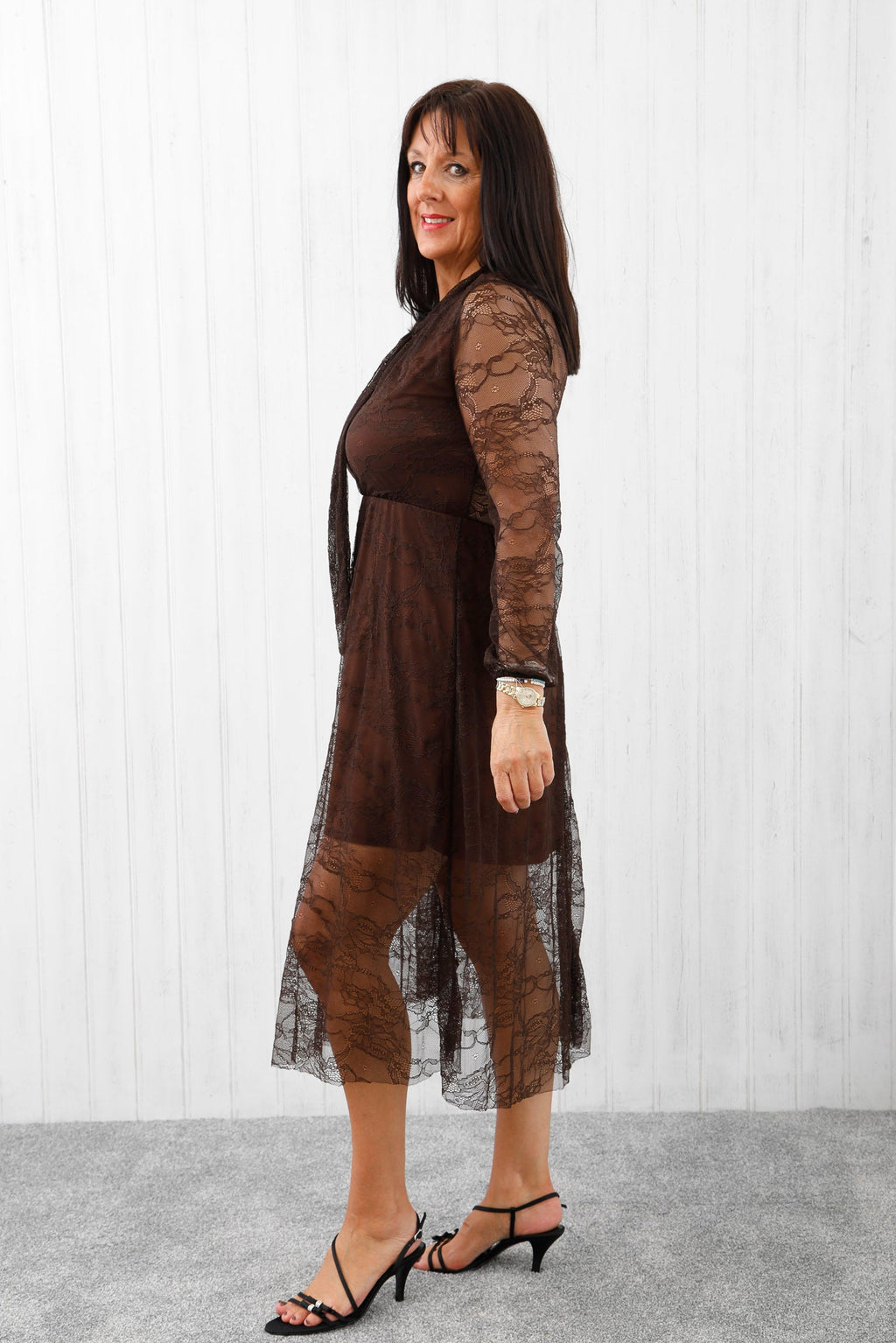 Luxe Lace Dress Chocolate