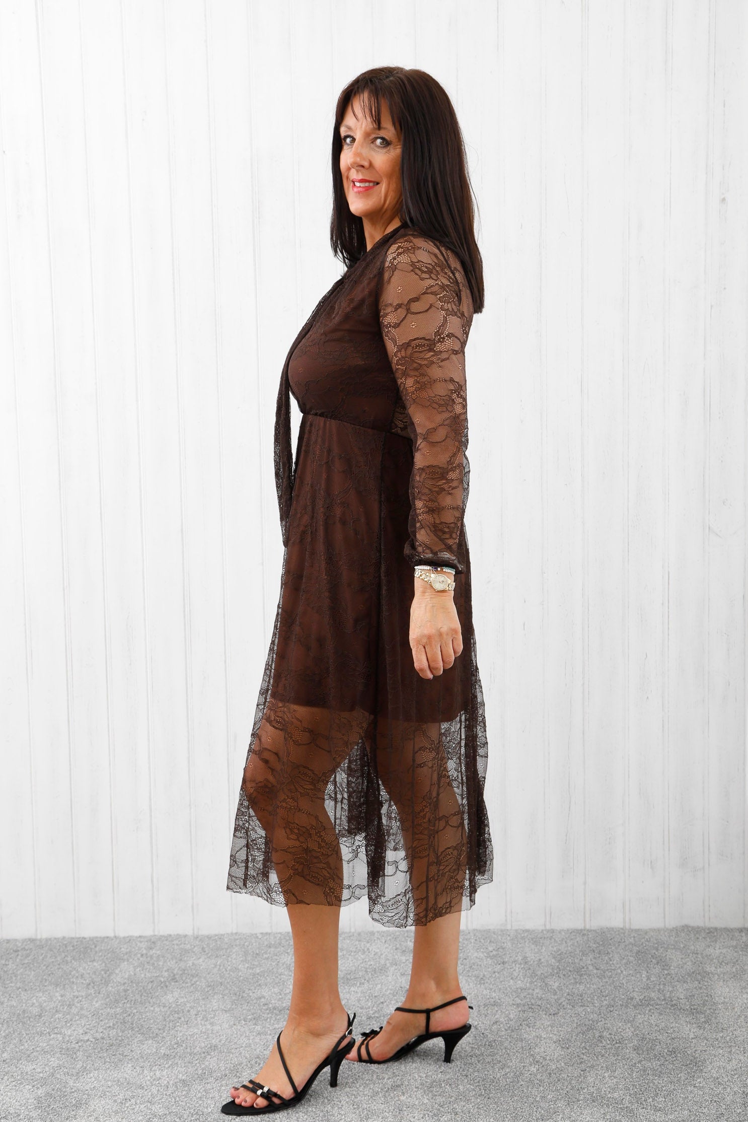 Luxe Lace Dress Chocolate